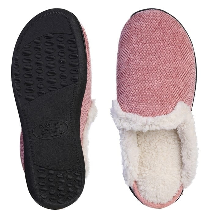 Roxoni Womens Memory Foam House Fleece Trim Knit Sweater Slipper Image 6