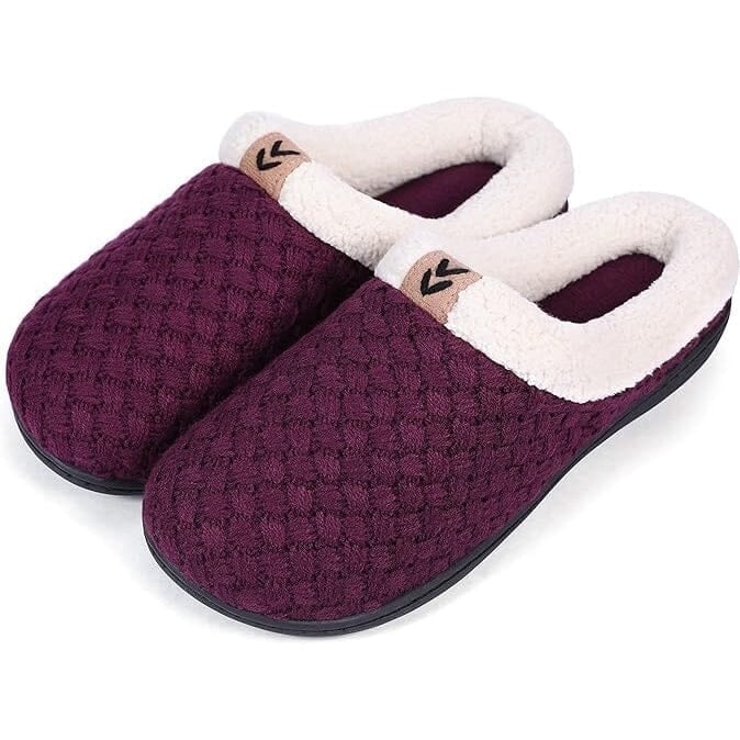 Roxoni Womens Slippers Cozy Fleece Warm Clog Knit Winter Ladies House Shoe Non-Slip Image 1