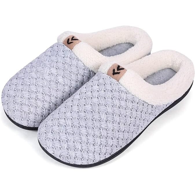 Roxoni Womens Slippers Cozy Fleece Warm Clog Knit Winter Ladies House Shoe Non-Slip Image 2