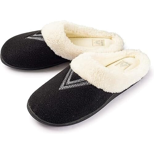 Roxoni Womens Slippers Wool-Like Fleece Lined Clog Comfort House Shoe Image 1