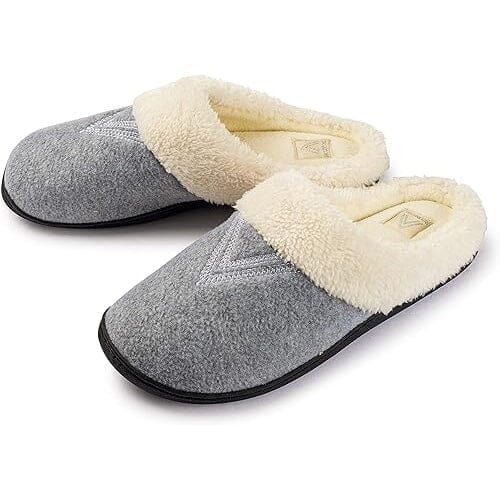 Roxoni Womens Slippers Wool-Like Fleece Lined Clog Comfort House Shoe Image 4