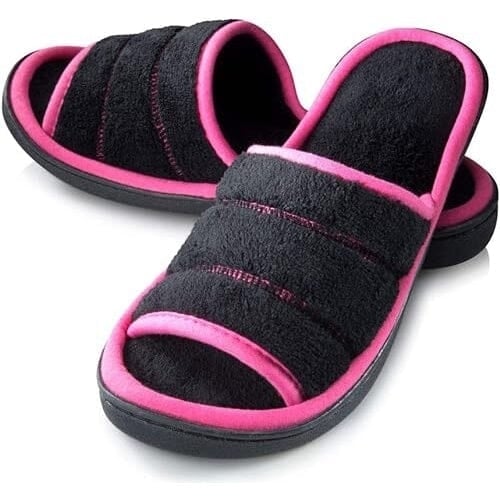 Roxoni Womens Slippers Open Toe Slide Spa Terry Cloth Image 1