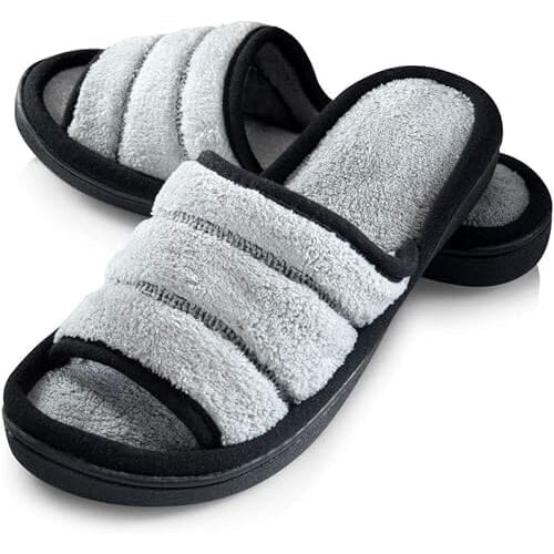 Roxoni Womens Slippers Open Toe Slide Spa Terry Cloth Image 2