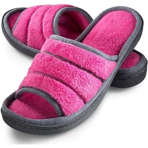 Roxoni Womens Slippers Open Toe Slide Spa Terry Cloth Image 3