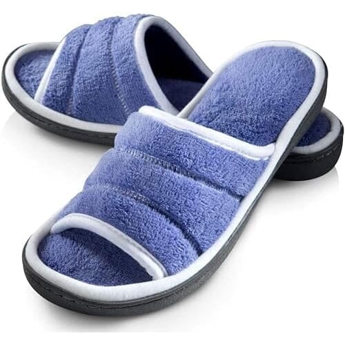 Roxoni Womens Slippers Open Toe Slide Spa Terry Cloth Image 1