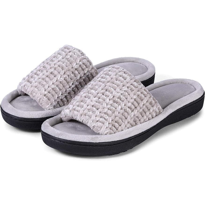 Roxoni Womens Soft Open Toe Slide Slippers Indoor Outdoor Rubber Sole Image 1