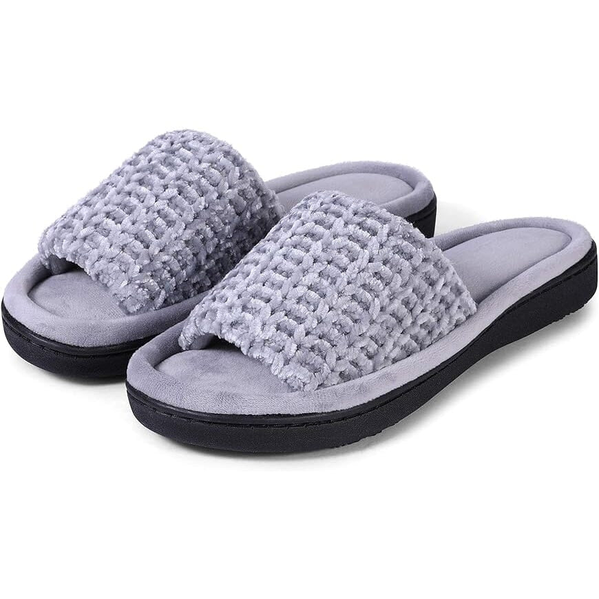 Roxoni Womens Soft Open Toe Slide Slippers Indoor Outdoor Rubber Sole Image 2