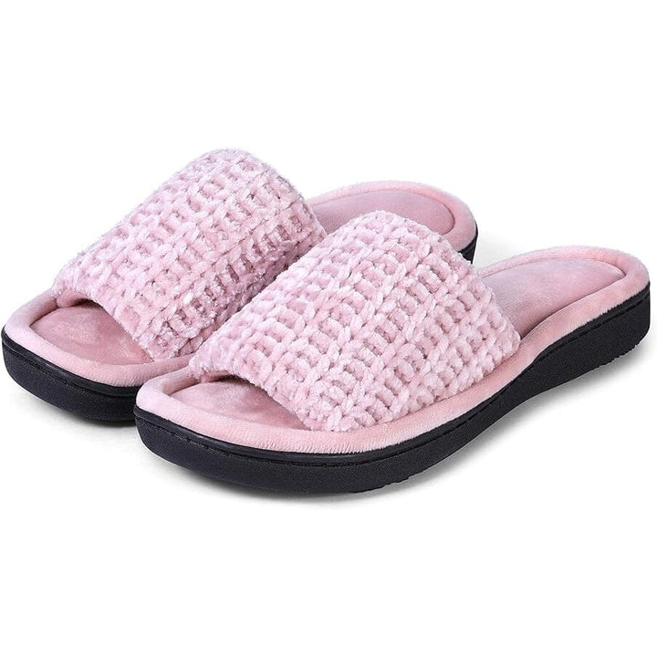 Roxoni Womens Soft Open Toe Slide Slippers Indoor Outdoor Rubber Sole Image 3