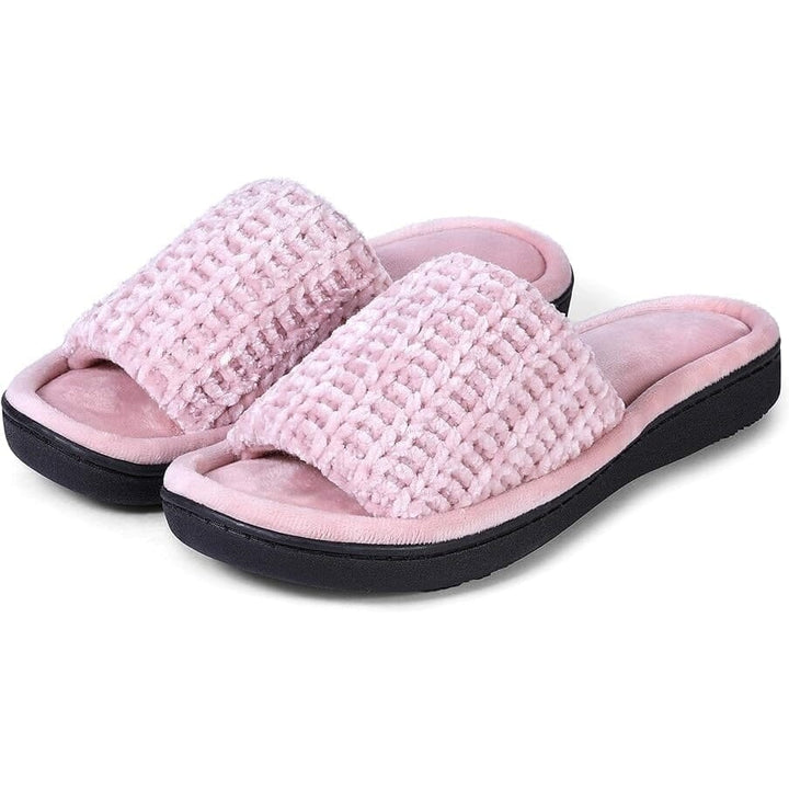 Roxoni Womens Soft Open Toe Slide Slippers Indoor Outdoor Rubber Sole Image 1