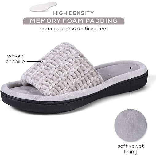 Roxoni Womens Soft Open Toe Slide Slippers Indoor Outdoor Rubber Sole Image 4