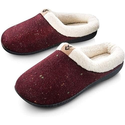 Roxoni Womens Sweater Knit Fleece Lined Clog Slippers Warm House Shoe Image 2