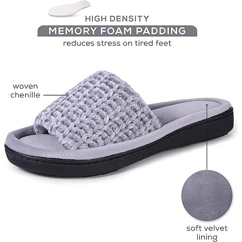 Roxoni Womens Soft Open Toe Slide Slippers Indoor Outdoor Rubber Sole Image 8