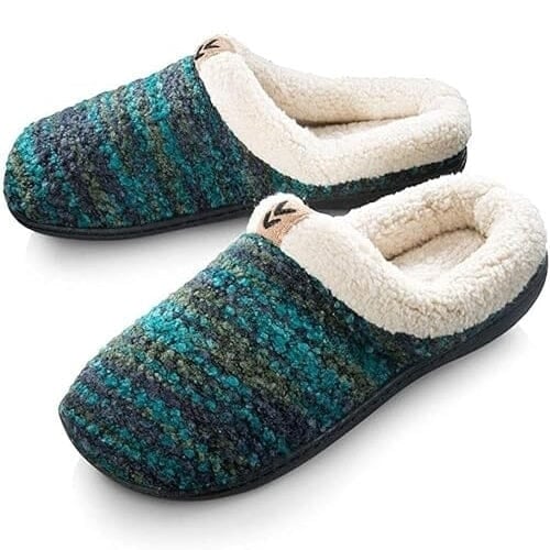 Roxoni Womens Knitted Fleece Lined Clog Slippers Warm House Shoe Image 1