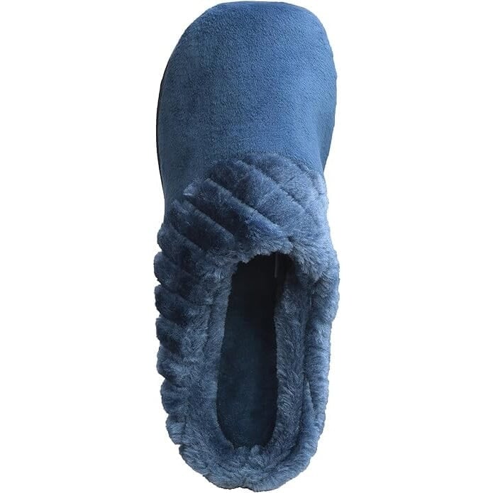 Roxoni Womens Velour Slippers Memory Foam Clog Quilted Faux faux Collar Image 4