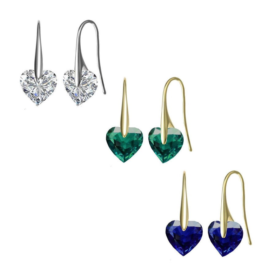 Sterling Silver Cubic Zirconia Party Heart Earrings Image 1