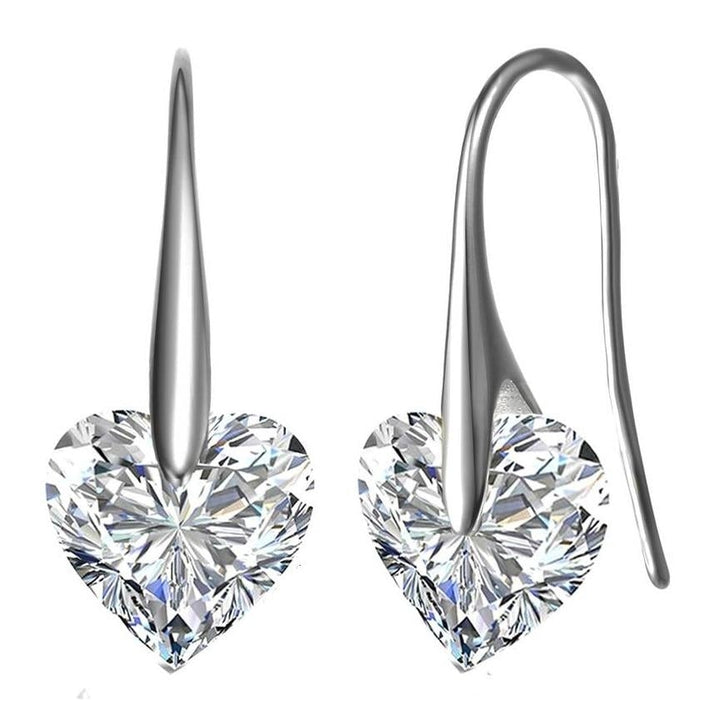 Sterling Silver Cubic Zirconia Party Heart Earrings Image 2