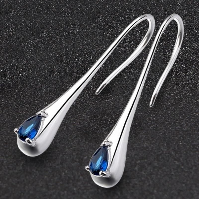 Sterling Silver Gemstone Water Drop Earrings Image 1