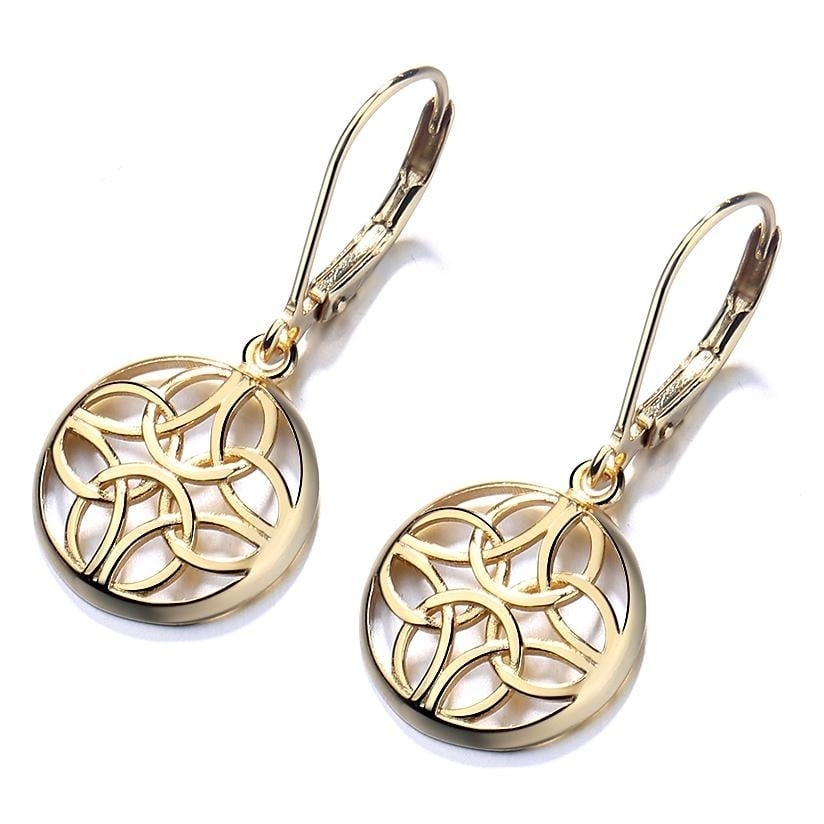 Sterling Silver Lever-Back Celtic Earrings Image 1