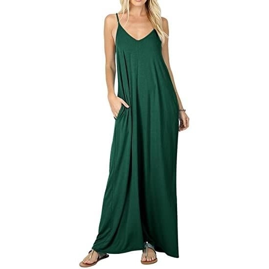 Stokeen Womens Summer Casual Plain Spaghetti Strap Maxi Dress Image 1