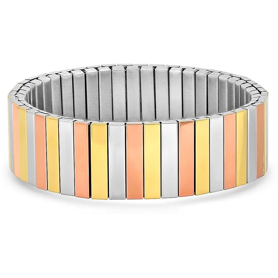 Steel by Design Stainless Tri-Color Stretch Bracelet Image 1