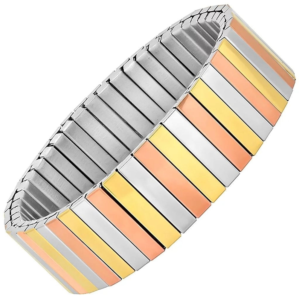 Steel by Design Stainless Tri-Color Stretch Bracelet Image 2