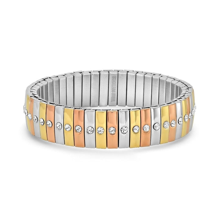 Steel by Design Stainless Tri-Color Stretch Bracelet Image 3