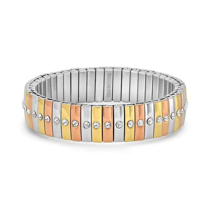 Steel by Design Stainless Tri-Color Stretch Bracelet Image 1