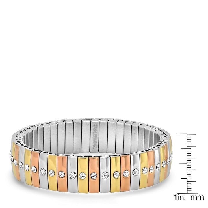 Steel by Design Stainless Tri-Color Stretch Bracelet Image 4