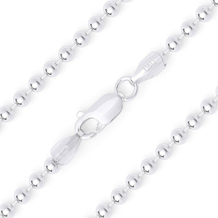 Sterling Silver 4mm Bead Ball Chain Necklace Image 1