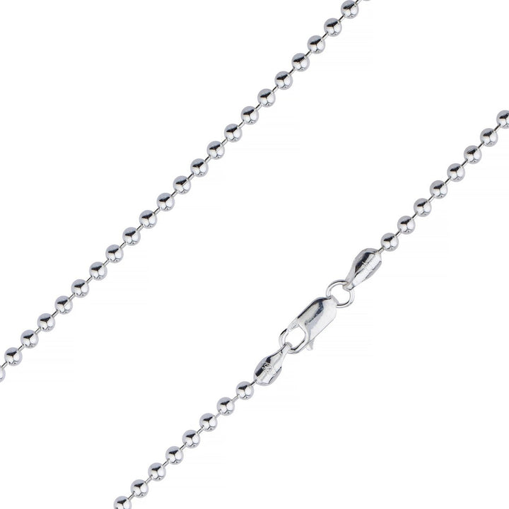 Sterling Silver 5mm Bead Ball Chain Necklace 925 Italy Image 2