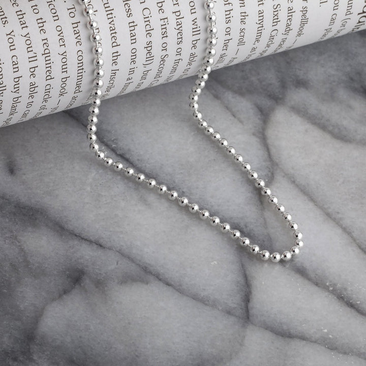 Sterling Silver 4mm Bead Ball Chain Necklace Image 1