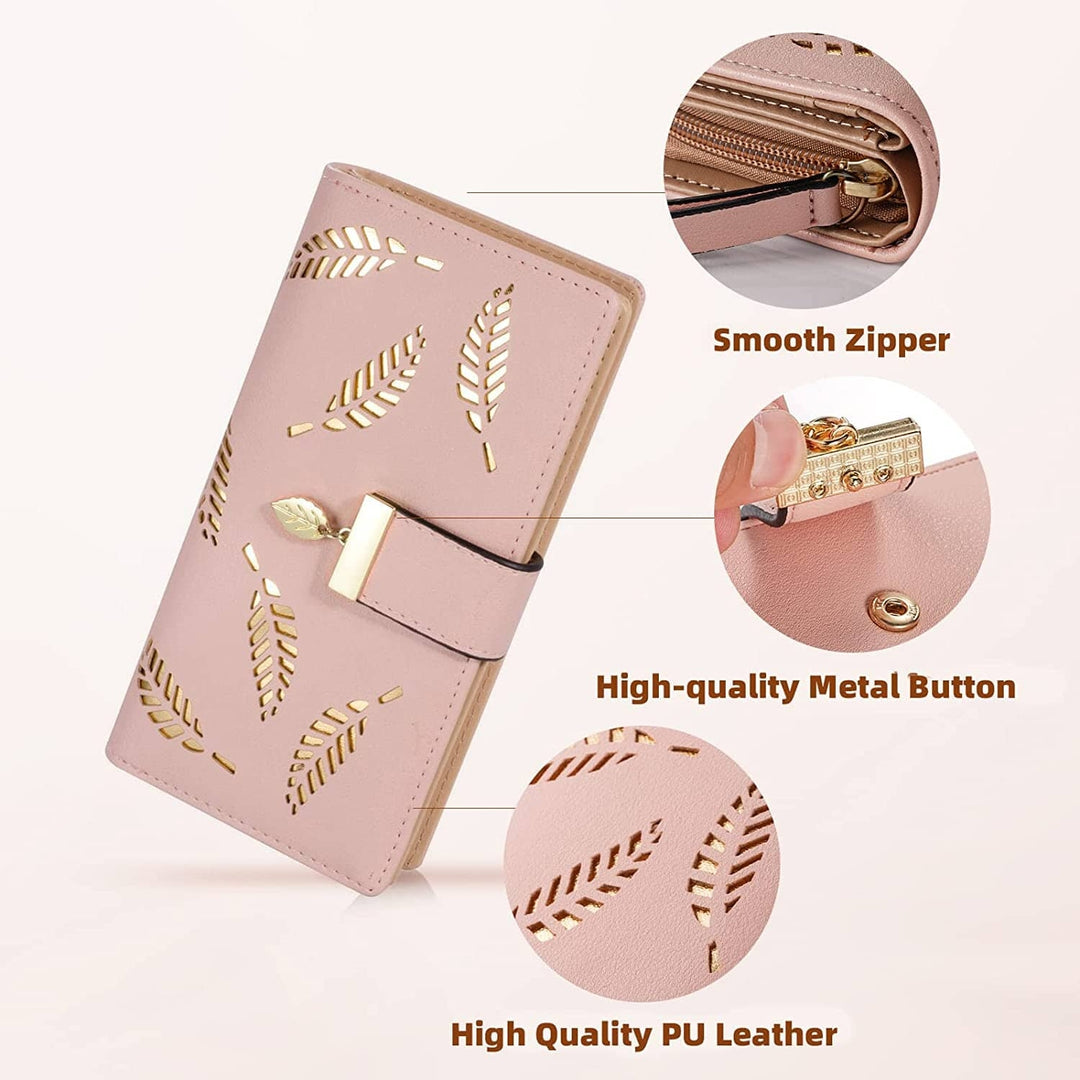 Sweet Cute Womens Long Leaf Bifold Wallet Image 6