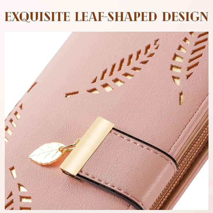 Sweet Cute Womens Long Leaf Bifold Wallet Image 10