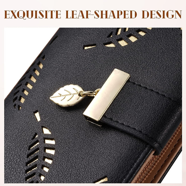 Sweet Cute Womens Long Leaf Bifold Wallet Image 12