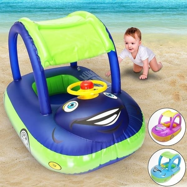 Summer Steering Wheel Sunshade Swim Ring Car Inflatable Baby Float Seat Boat Image 11