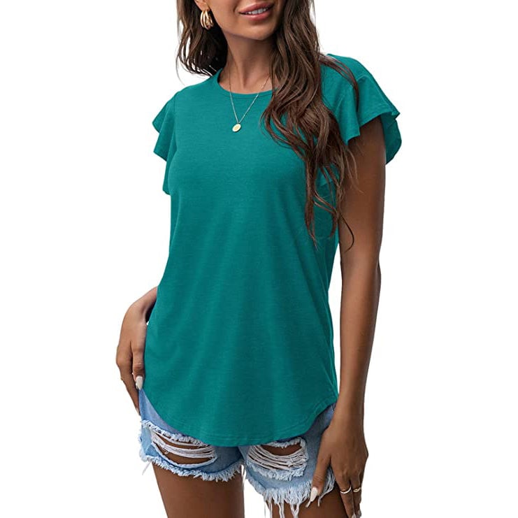 Summer Knit Ruffle Short Sleeve Top Image 4