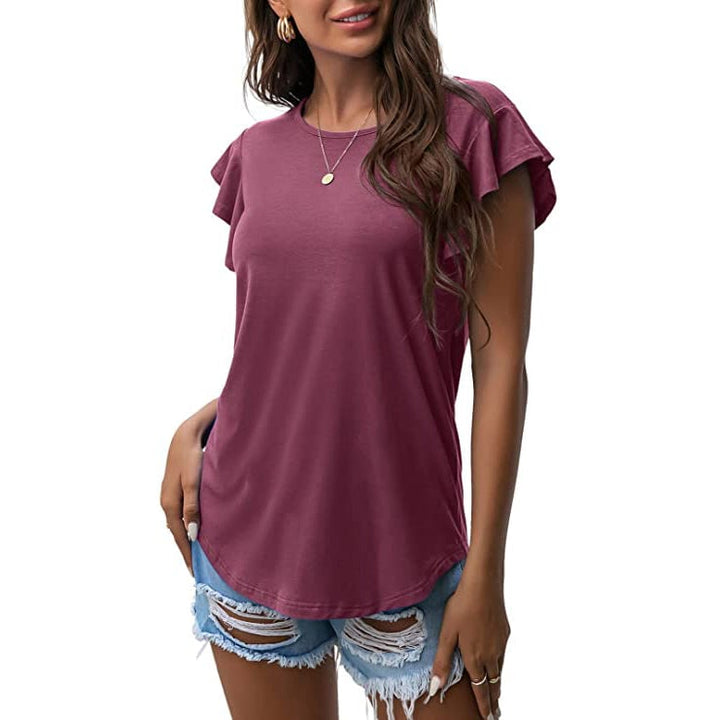 Summer Knit Ruffle Short Sleeve Top Image 6