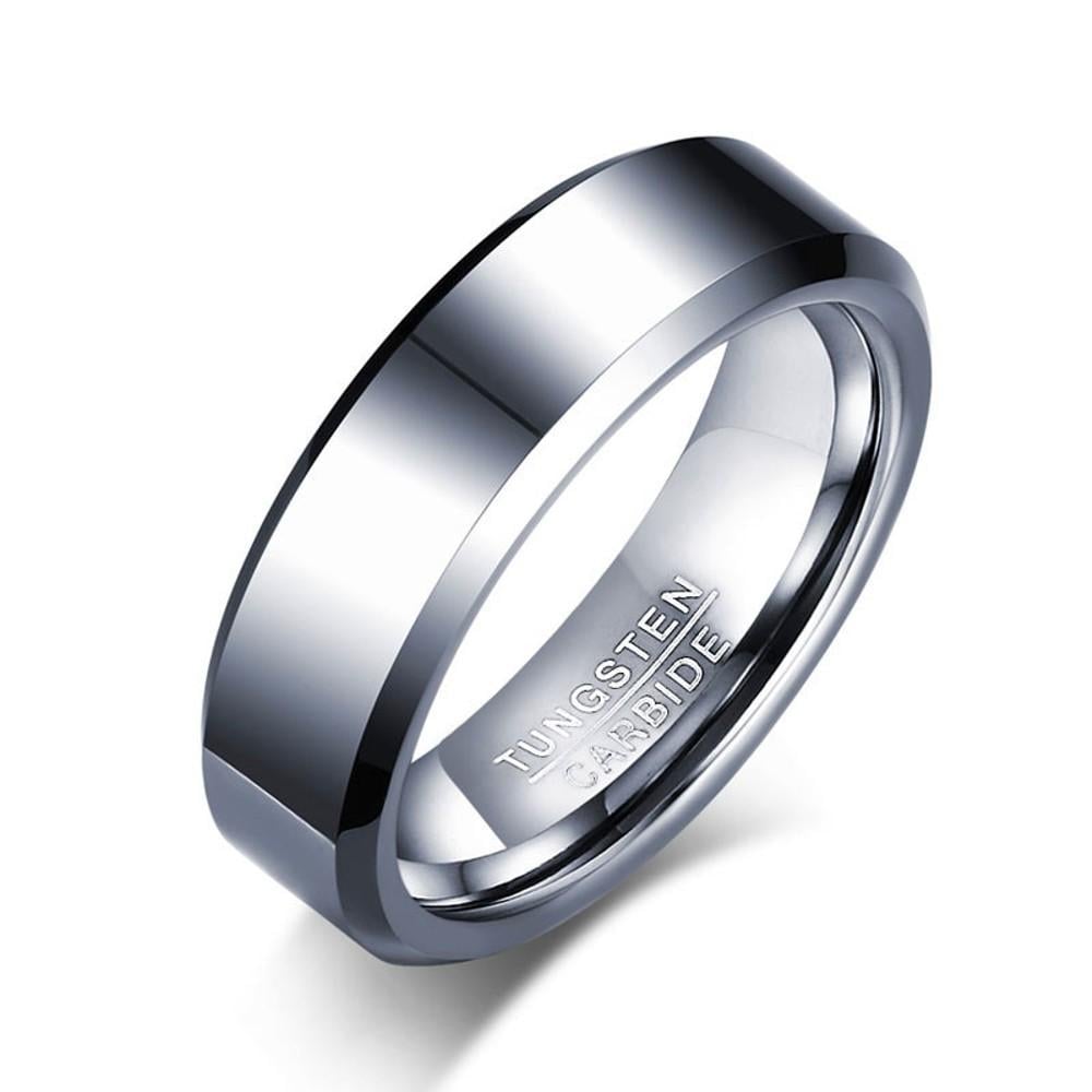 Tungsten Carbide Ring Mirrored Polished Plain Wedding Engagement Band Image 2