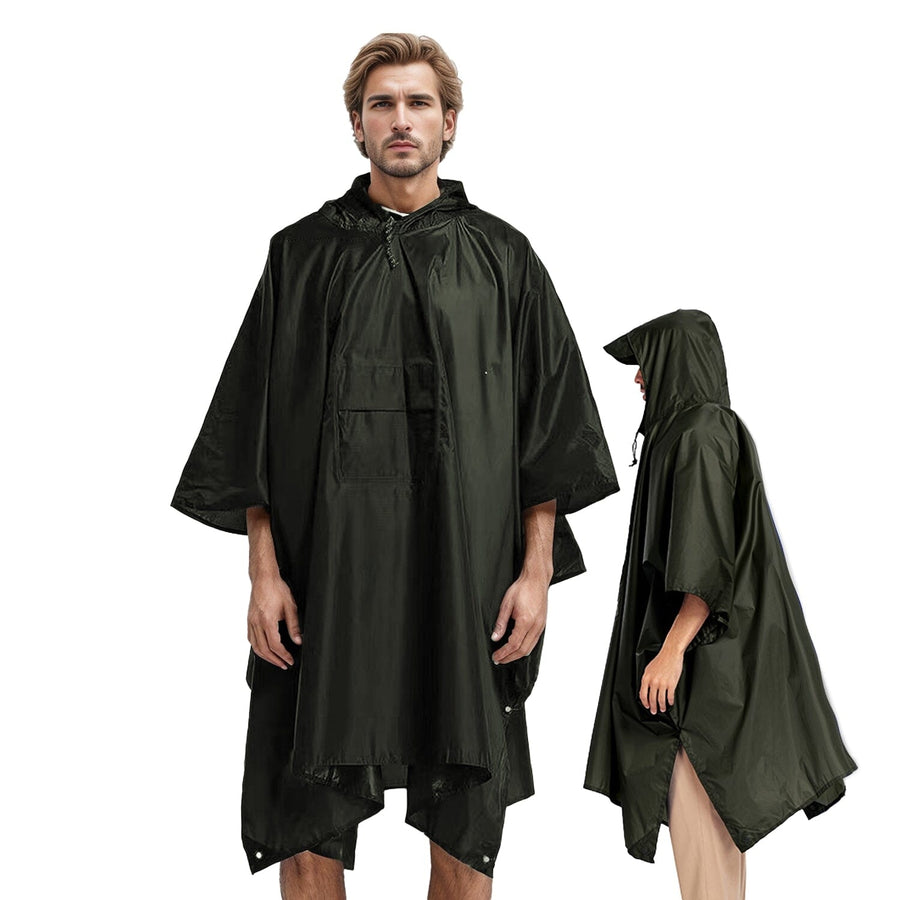 Unisex Hooded Rain Poncho with Pocket Image 1