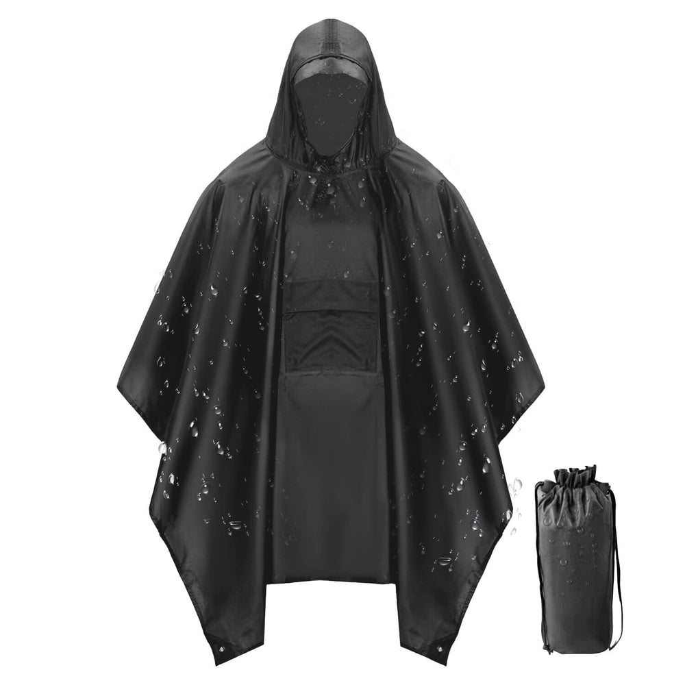 Unisex Hooded Rain Poncho with Pocket Image 2