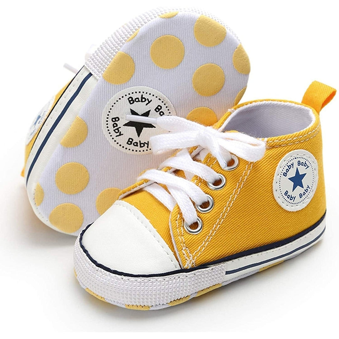 Unisex High Top Sneaker Soft Anti-Slip Sole Newborn Infant Denim Shoes Image 2