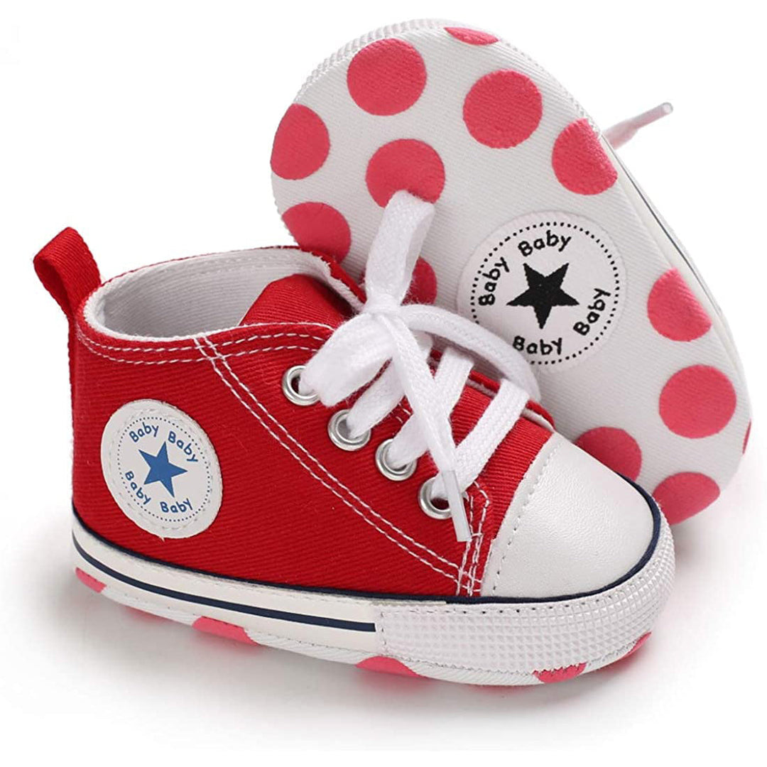 Unisex High Top Sneaker Soft Anti-Slip Sole Newborn Infant Denim Shoes Image 3