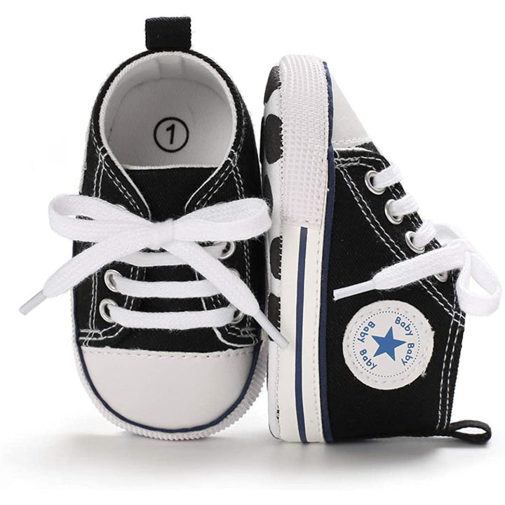 Unisex High Top Sneaker Soft Anti-Slip Sole Newborn Infant Denim Shoes Image 7