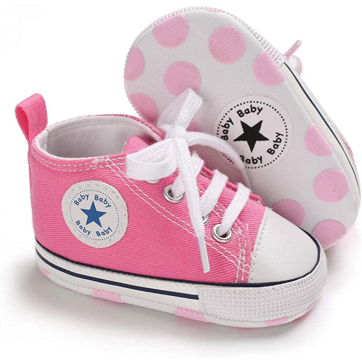 Unisex High Top Sneaker Soft Anti-Slip Sole Newborn Infant Denim Shoes Image 8