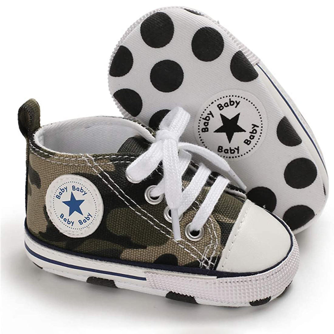 Unisex High Top Sneaker Soft Anti-Slip Sole Newborn Infant Denim Shoes Image 9