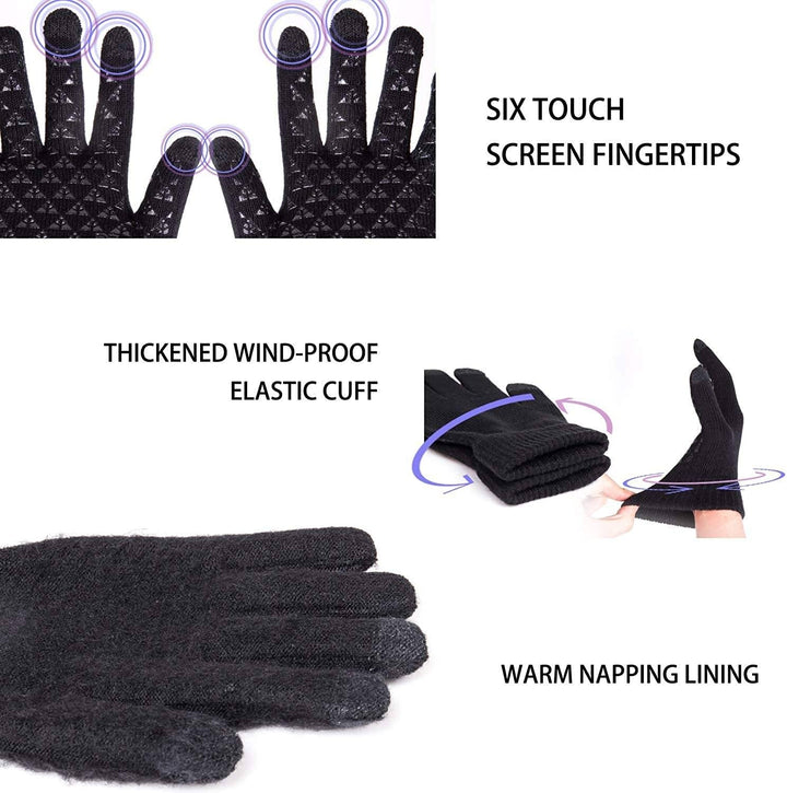 Unisex Knit 360  Whole Palm Touchscreen Antislip Gloves Image 3