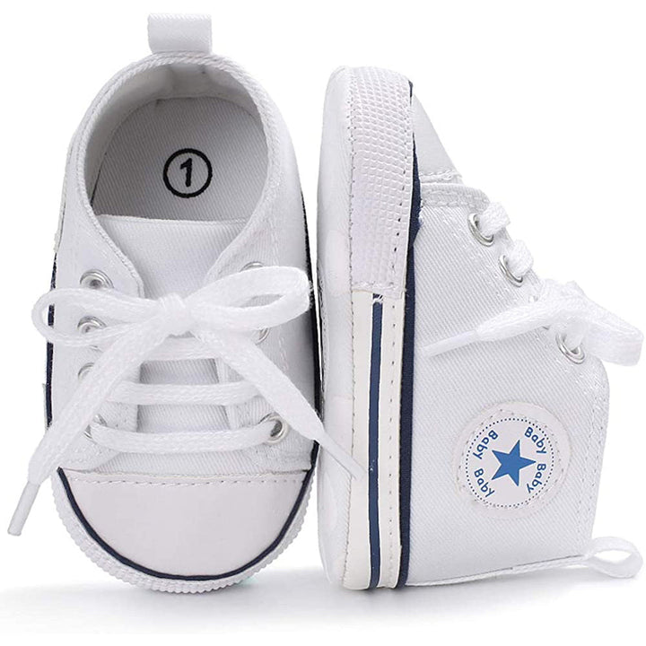 Unisex High Top Sneaker Soft Anti-Slip Sole Newborn Infant Denim Shoes Image 11