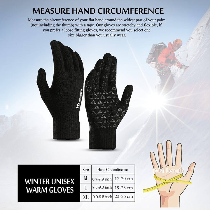 Unisex Knit 360  Whole Palm Touchscreen Antislip Gloves Image 7