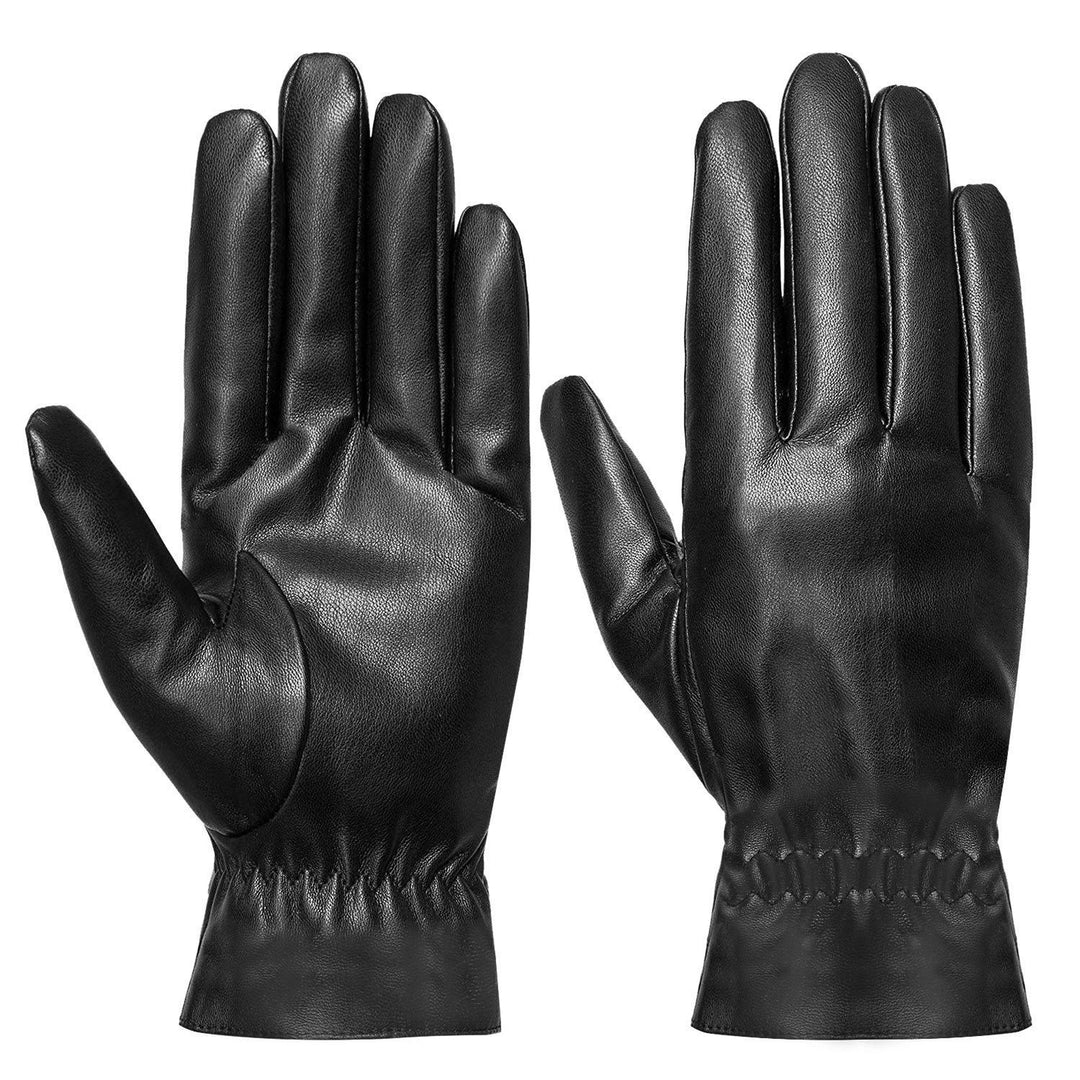 Unisex Leather Winter Warm Gloves Image 1