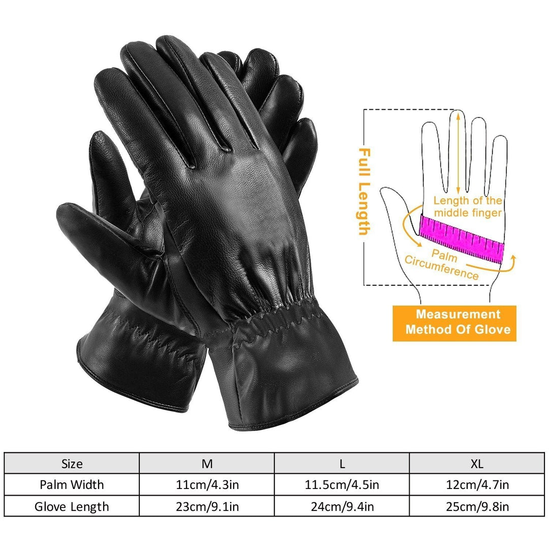 Unisex Leather Winter Warm Gloves Image 3